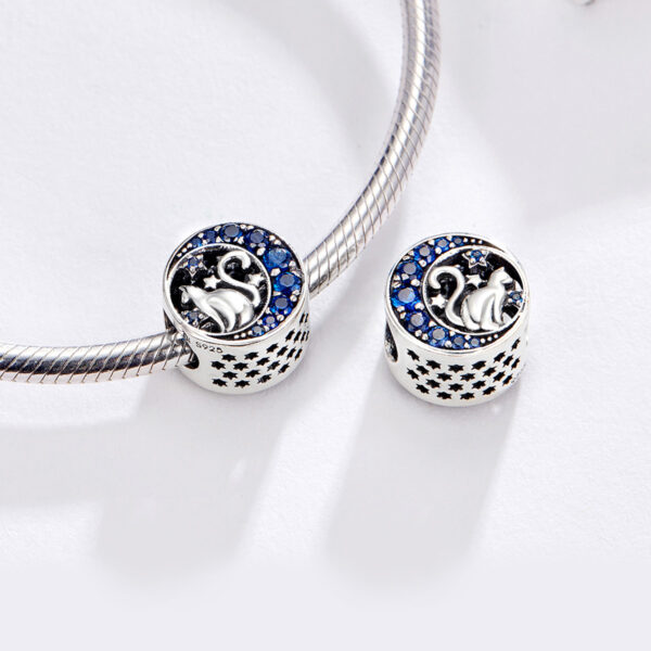 ΑΣΗΜΕΝΙΟ CHARM (925) Blue stones cat stars