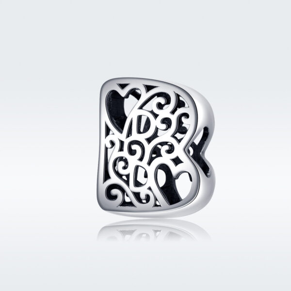 ΑΣΗΜΕΝΙΟ CHARM (925) Letter B with hearts carved