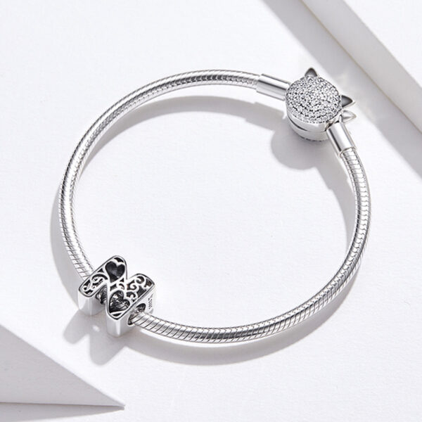 ΑΣΗΜΕΝΙΟ CHARM (925) Letter N with hearts carved