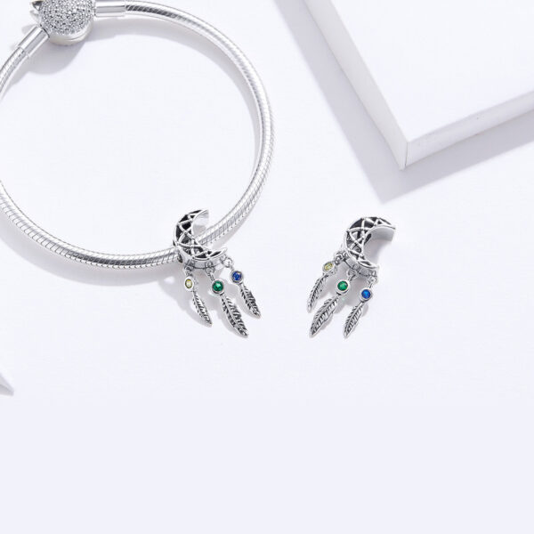 ΑΣΗΜΕΝΙΟ CHARM (925) Moon with stones and leafs