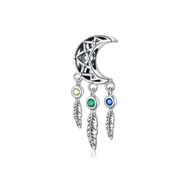 ΑΣΗΜΕΝΙΟ CHARM (925) Moon with stones and leafs