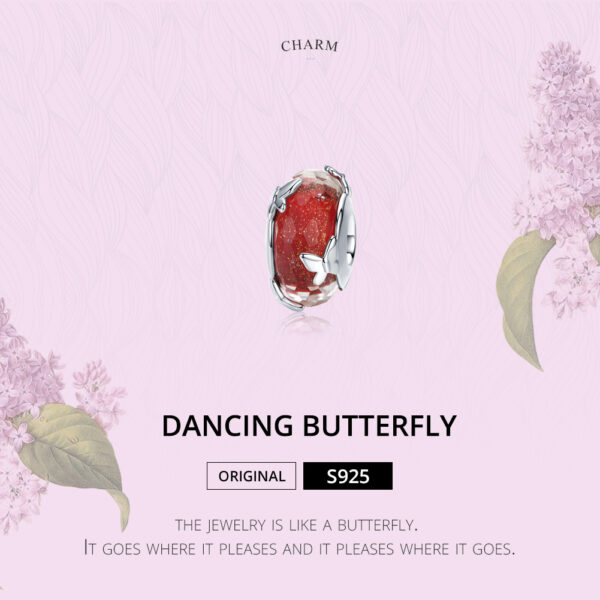 ΑΣΗΜΕΝΙΟ CHARM (925) Red drop butterfly
