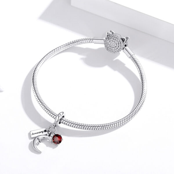 ΑΣΗΜΕΝΙΟ CHARM (925) January Birthstone red stone