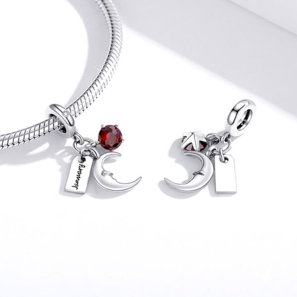 ΑΣΗΜΕΝΙΟ CHARM (925) January Birthstone red stone