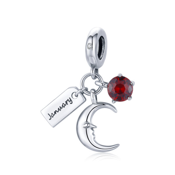 ΑΣΗΜΕΝΙΟ CHARM (925) January Birthstone red stone