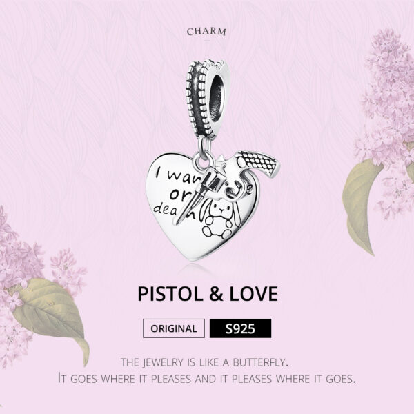 ΑΣΗΜΕΝΙΟ CHARM (925) Pistol and love