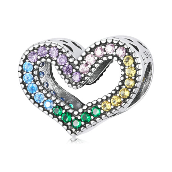 ΑΣΗΜΕΝΙΟ CHARM (925) Colorful heart with stones