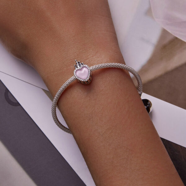 ΑΣΗΜΕΝΙΟ CHARM (925) Pink heart with castle