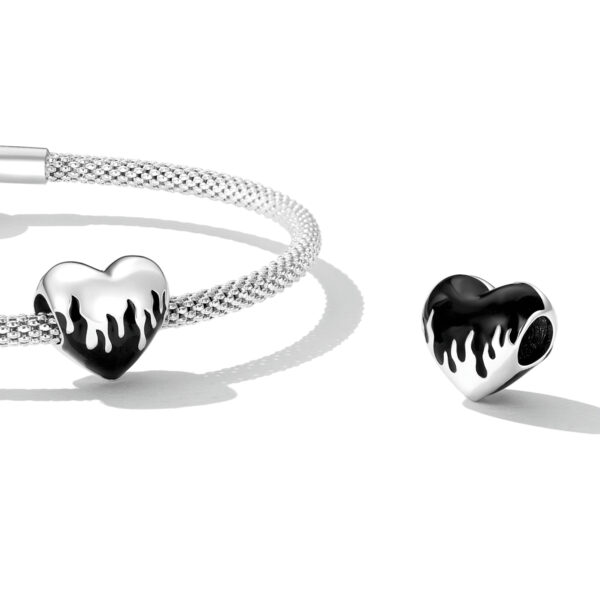 ΑΣΗΜΕΝΙΟ CHARM (925) Black heart melted