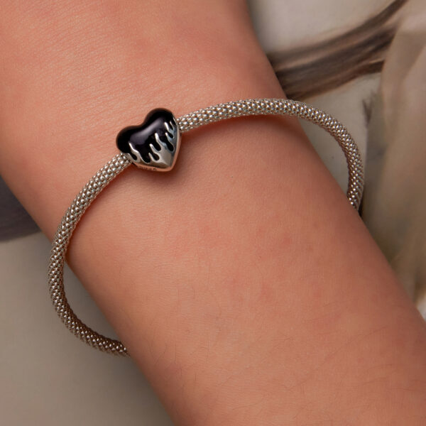 ΑΣΗΜΕΝΙΟ CHARM (925) Black heart melted