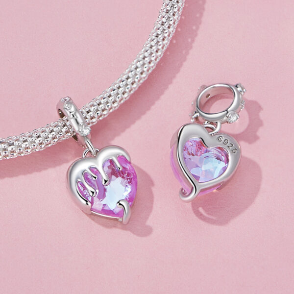 ΑΣΗΜΕΝΙΟ CHARM (925) Glass heart melted