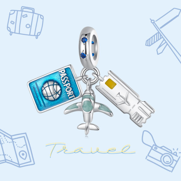 ΑΣΗΜΕΝΙΟ CHARM (925) Passport ticket and airplane