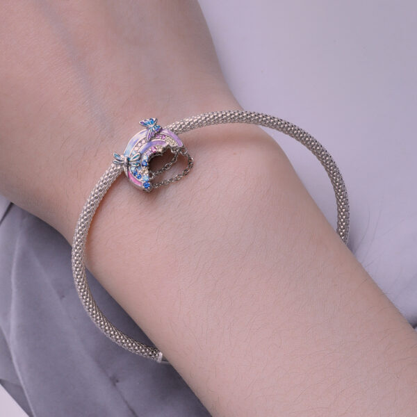 ΑΣΗΜΕΝΙΟ CHARM (925) Colorful butterflies with rainbow