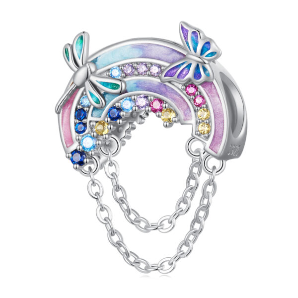 ΑΣΗΜΕΝΙΟ CHARM (925) Colorful butterflies with rainbow