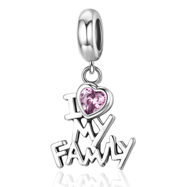 ΑΣΗΜΕΝΙΟ CHARM (925) I love family with pink heart
