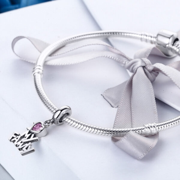 ΑΣΗΜΕΝΙΟ CHARM (925) I love family with pink heart