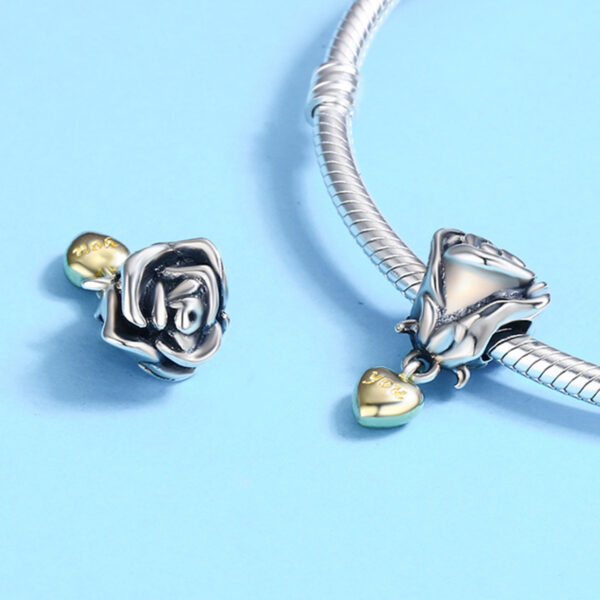 ΑΣΗΜΕΝΙΟ CHARM (925) Silver Rose with gold heart