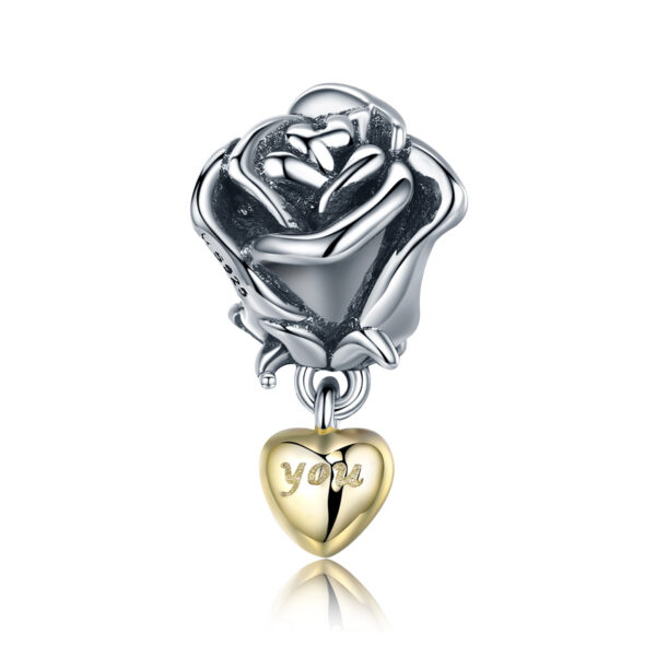 ΑΣΗΜΕΝΙΟ CHARM (925) Silver Rose with gold heart