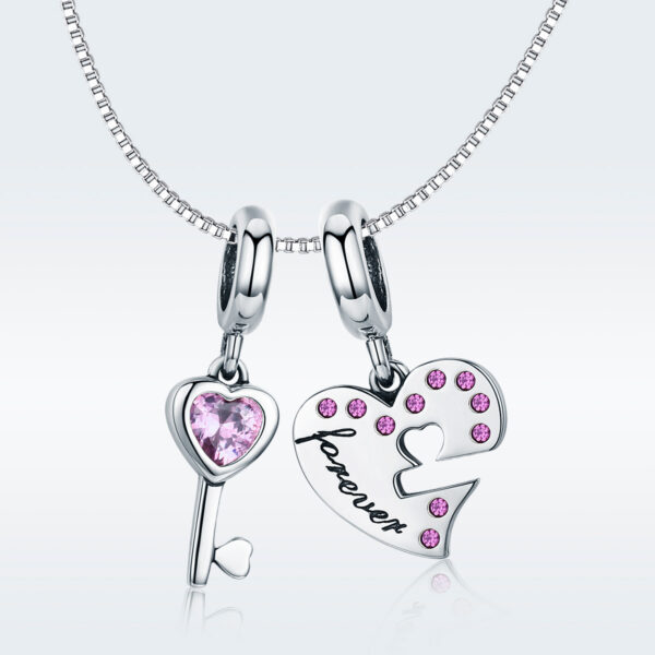 ΑΣΗΜΕΝΙΟ CHARM (925) Double charm forever heart and key
