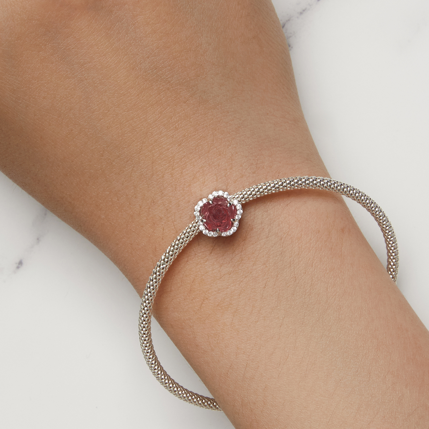 ΑΣΗΜΕΝΙΟ CHARM (925) Flower with zirgons - Image 2