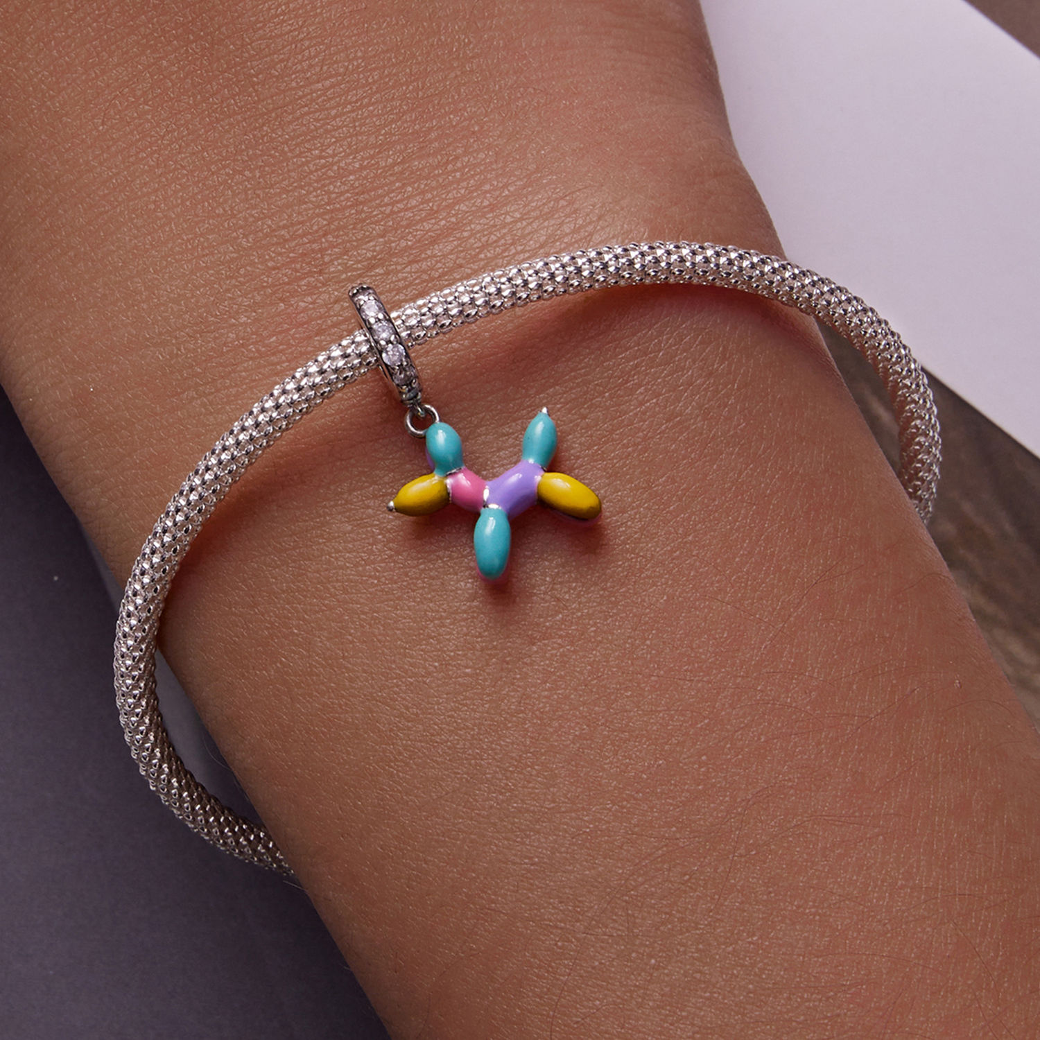 ΑΣΗΜΕΝΙΟ CHARM (925) Colorful balloon dog - Image 2