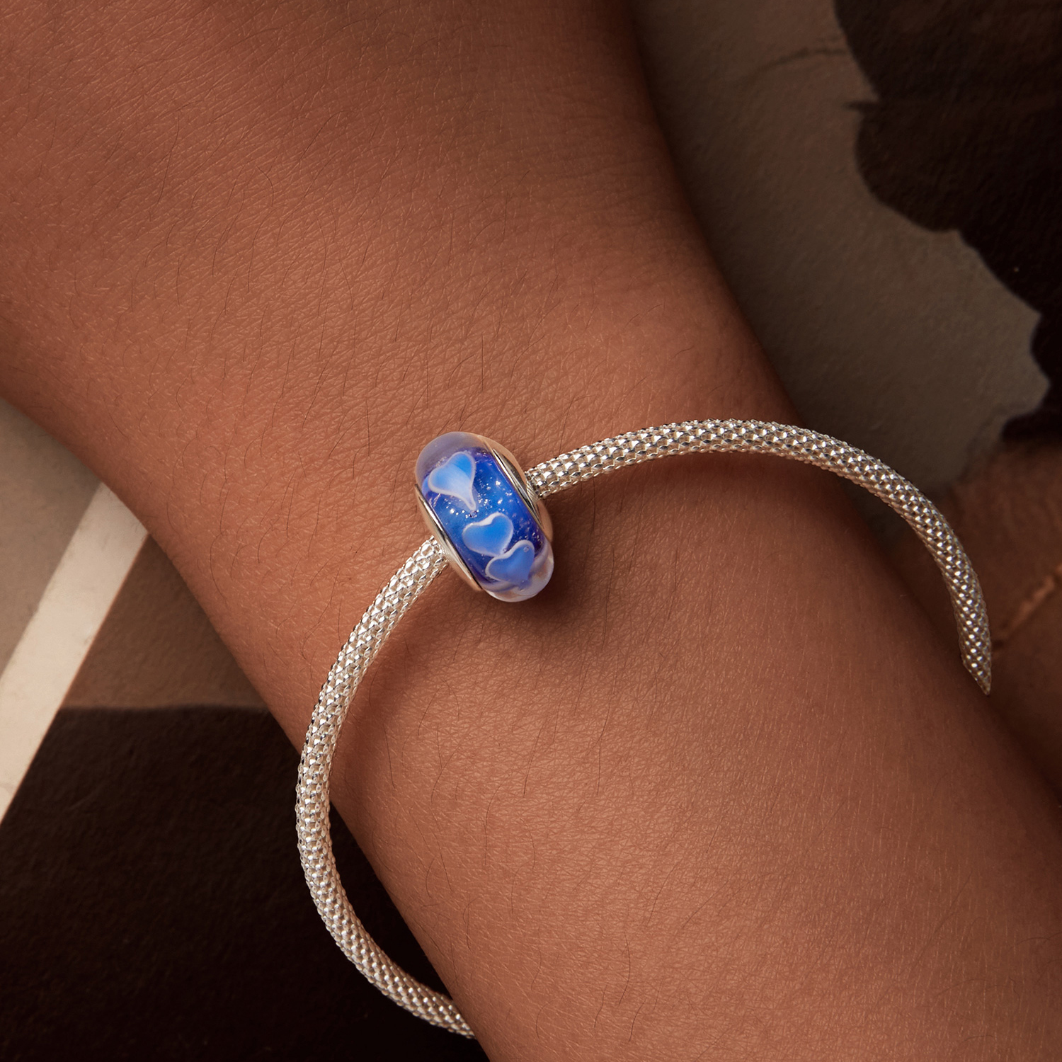ΑΣΗΜΕΝΙΟ CHARM (925) Blue stone with hearts - Image 2