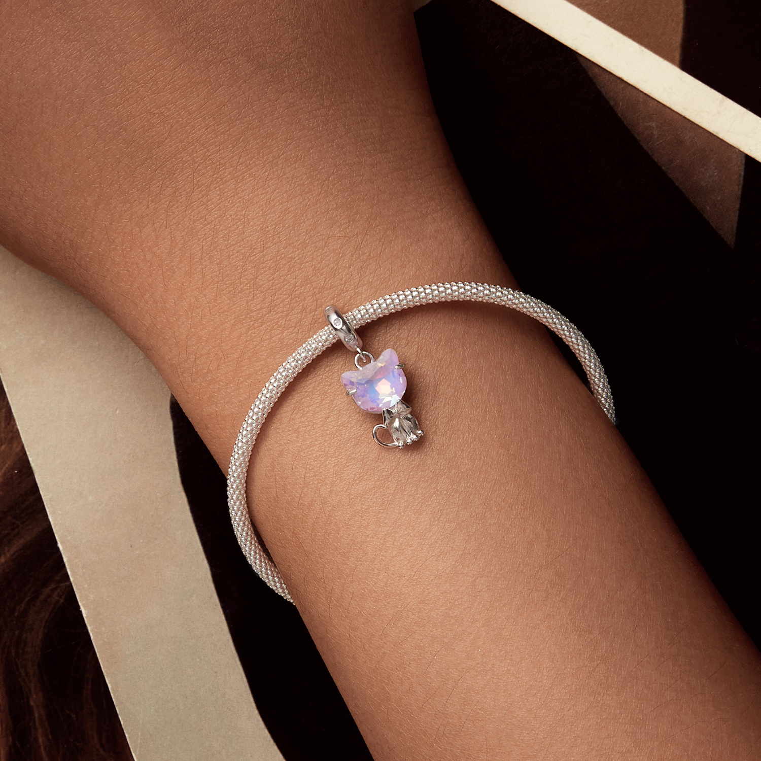 ΑΣΗΜΕΝΙΟ CHARM (925) Purple kitty - Image 2