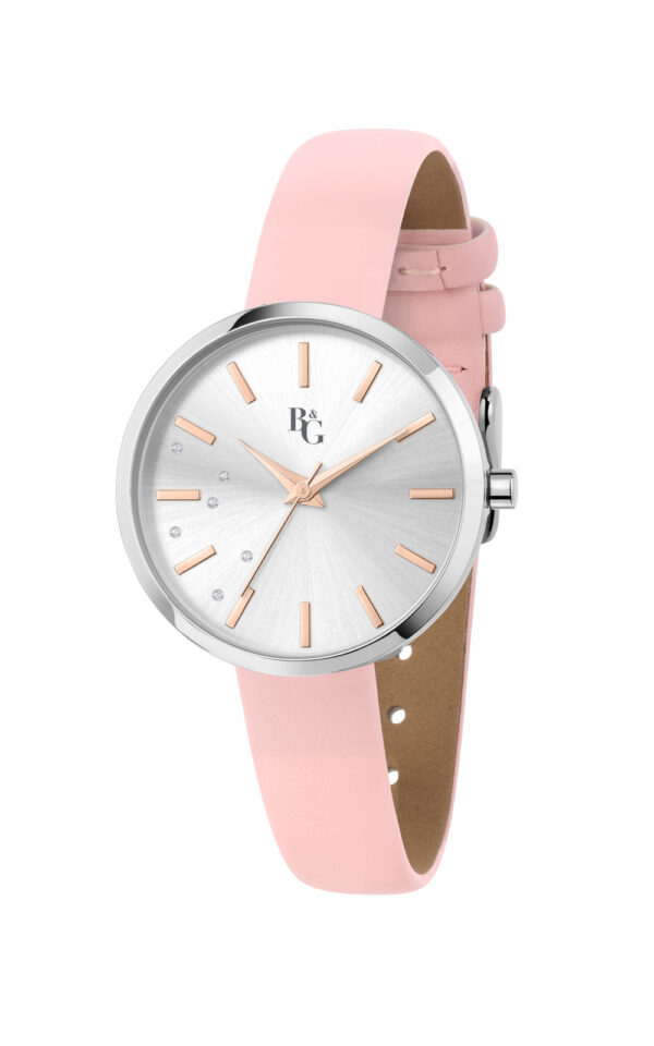 B&G WOMAN WATCH MOONLIGHT PINK LEATHER STRAP