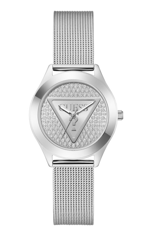 GUESS WATCH GLITZ PLAQUE STAINLESS STEEL BRACELET