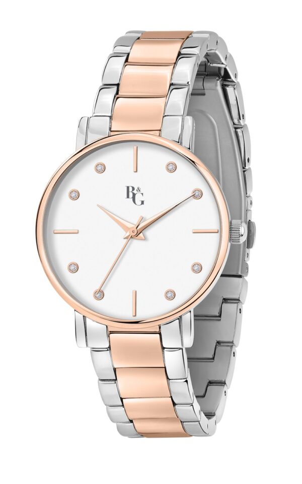B&G WOMAN WATCH PREPPY TWO TONE STAINLESS STEEL BRACELET
