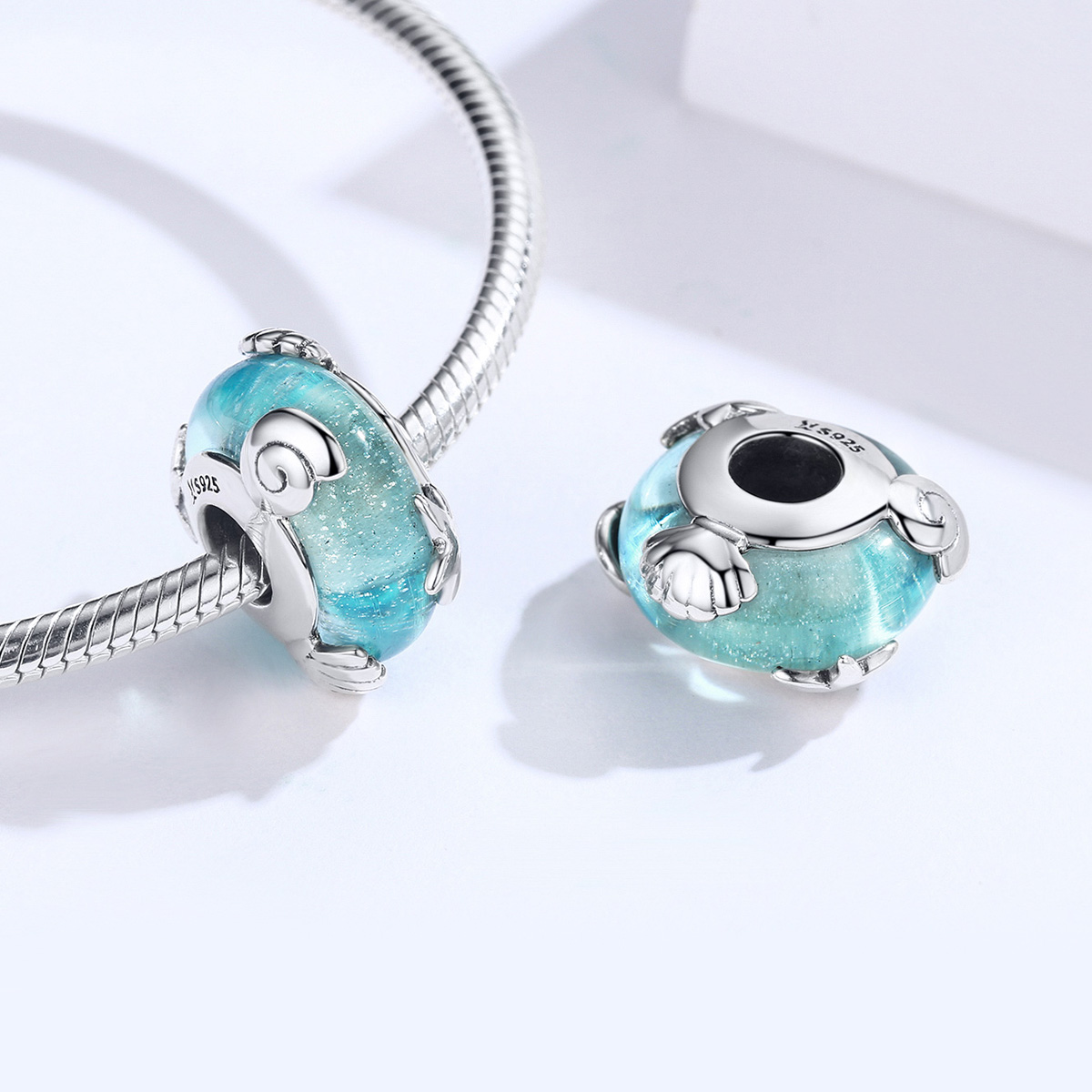 ΑΣΗΜΕΝΙΟ CHARM (925) Light blue drop with stars - Image 3
