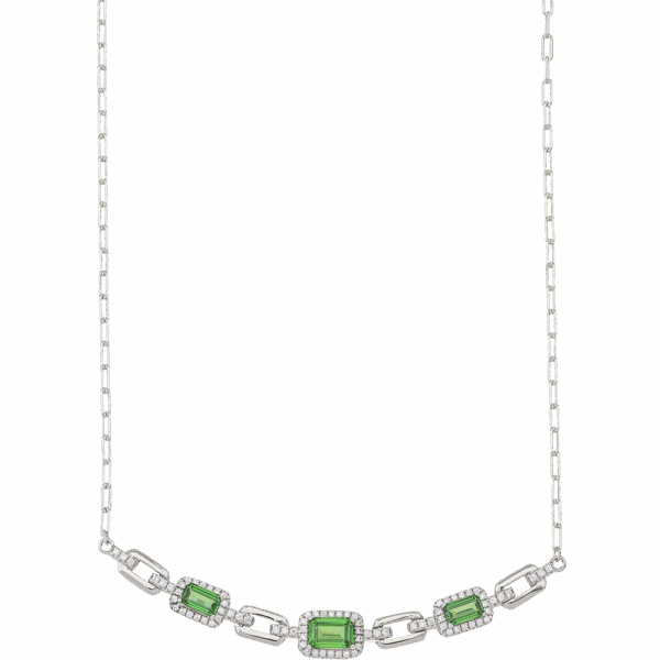 ΑΣΗΜΕΝΙΟ ΚΟΛΙΕ (925) WHITE GOLD PLATED GREEN EMERALD LINKS
