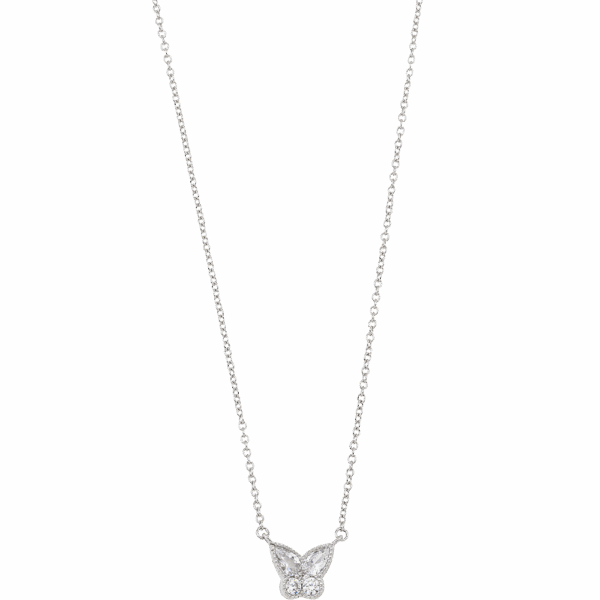 ΑΣΗΜΕΝΙΟ ΚΟΛΙΕ (925) WHITE GOLD PLATED BUTTERFLY WITH ZIRGONS