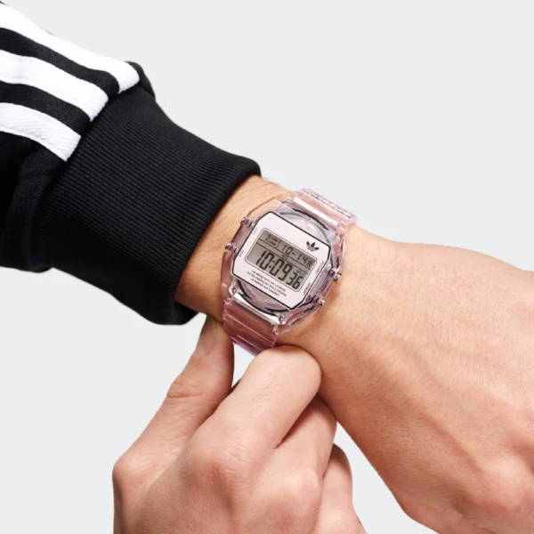 ADIDAS ORIGINAL DIGITAL TWO CRYSTALS PINK SILICONE STRAP