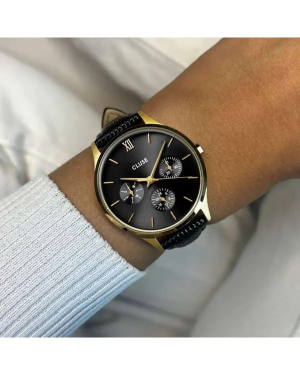 CLUSE WATCH MINUIT BLACK LEATHER STRAP