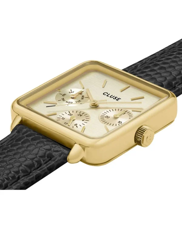 CLUSE WATCH LA TETRAGONE BLACK LEATHER STRAP