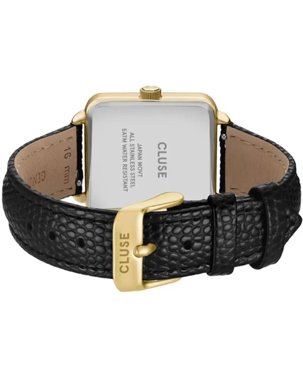 CLUSE WATCH LA TETRAGONE BLACK LEATHER STRAP