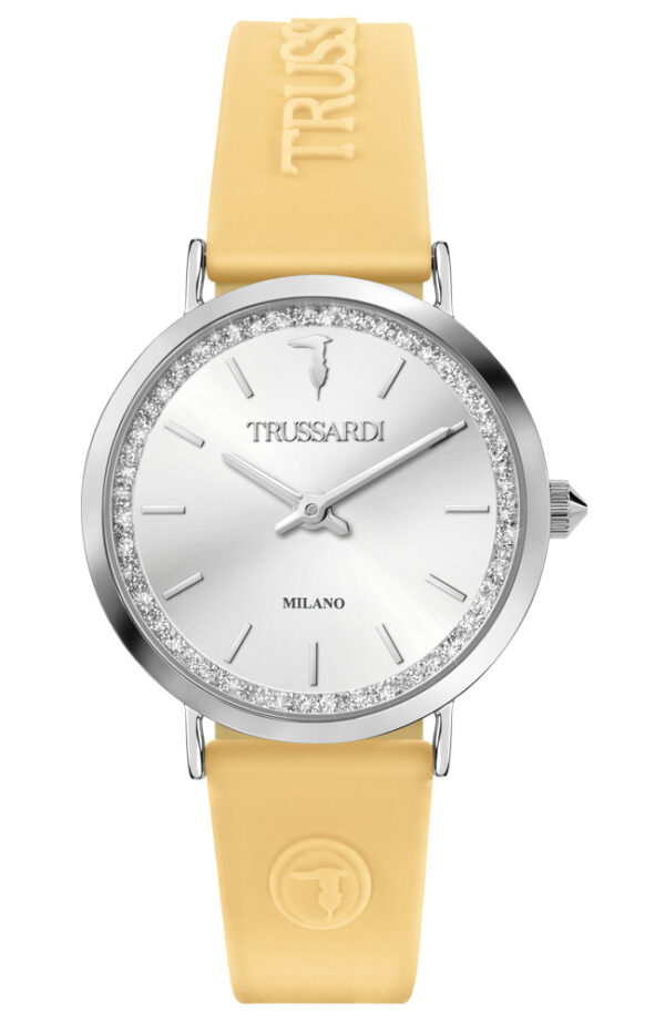 TRYSSARDI WATCH T-MOTIF YELLOW SILICONE STRAP