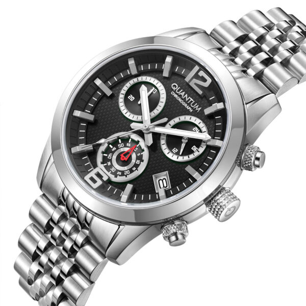 QUANTUM WATCH ADRENALINE CHRONOGRAPH SILVER STAINLESS STEEL BRACELET