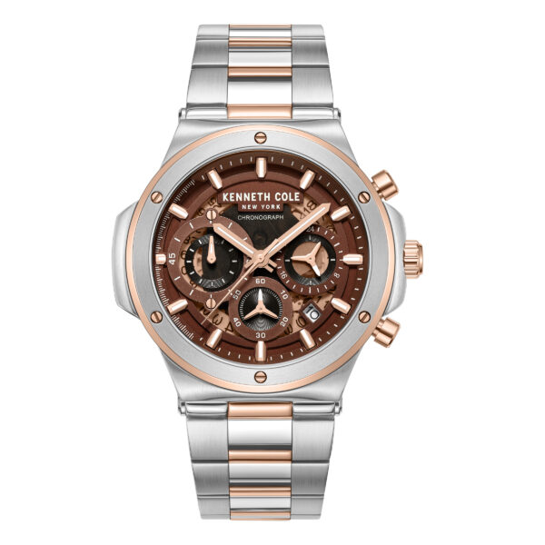 KENNETH COLE NEW YORK MEN WATCH CHRONOGRAPH TWO TONE STAINLESS STEEL BRACELET