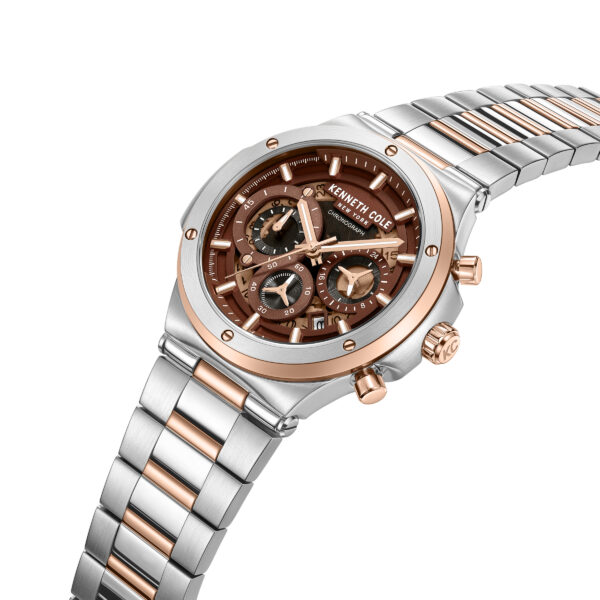 KENNETH COLE NEW YORK MEN WATCH CHRONOGRAPH TWO TONE STAINLESS STEEL BRACELET