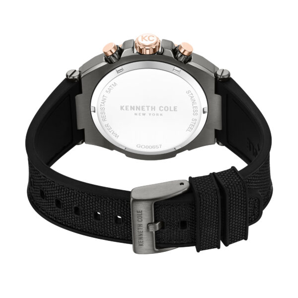 KENNETH COLE NEW YORK MEN WATCH QUARTZ BLACK SILICONE STRAP