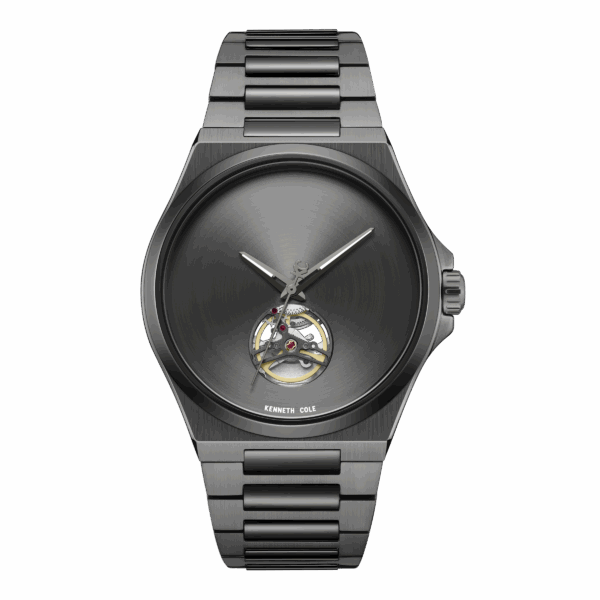KENNETH COLE NEW YORK MEN WATCH AUTOMATIC BLACK STAINLESS STEEL BRACELET