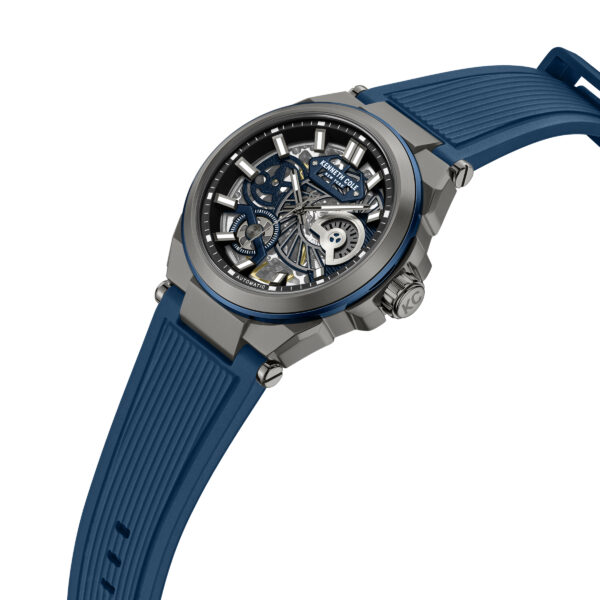 KENNETH COLE NEW YORK MEN WATCH AUTOMATIC BLUE SILICONE STRAP