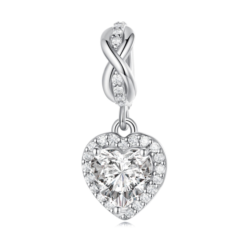ασημένιο charm 925 Silver Heart (ασήμι 925, κρεμαστή καρδιά με ζιργκόν)
