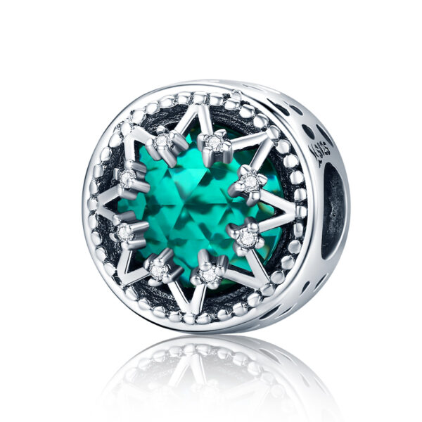 ασημένιο charm 925 Green Drop (ασήμι 925, πράσινη πέτρα)