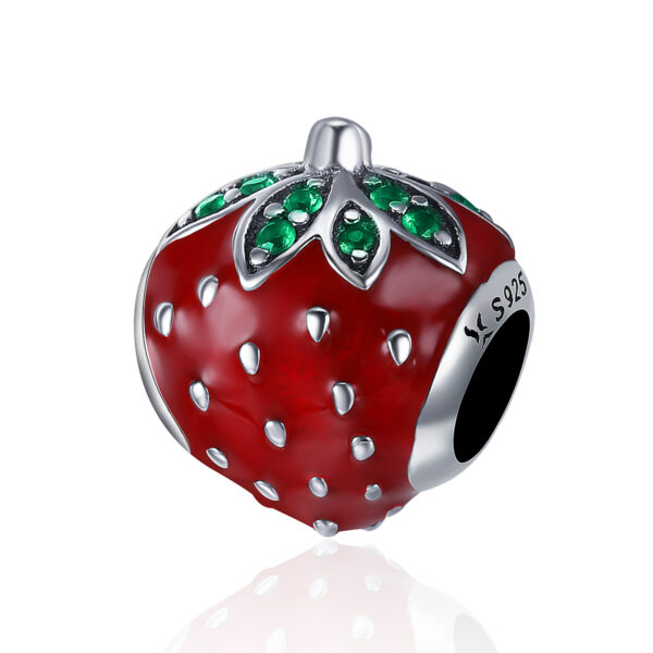 ασημένιο charm 925 Strawberry (ασήμι 925, charm φράουλα)