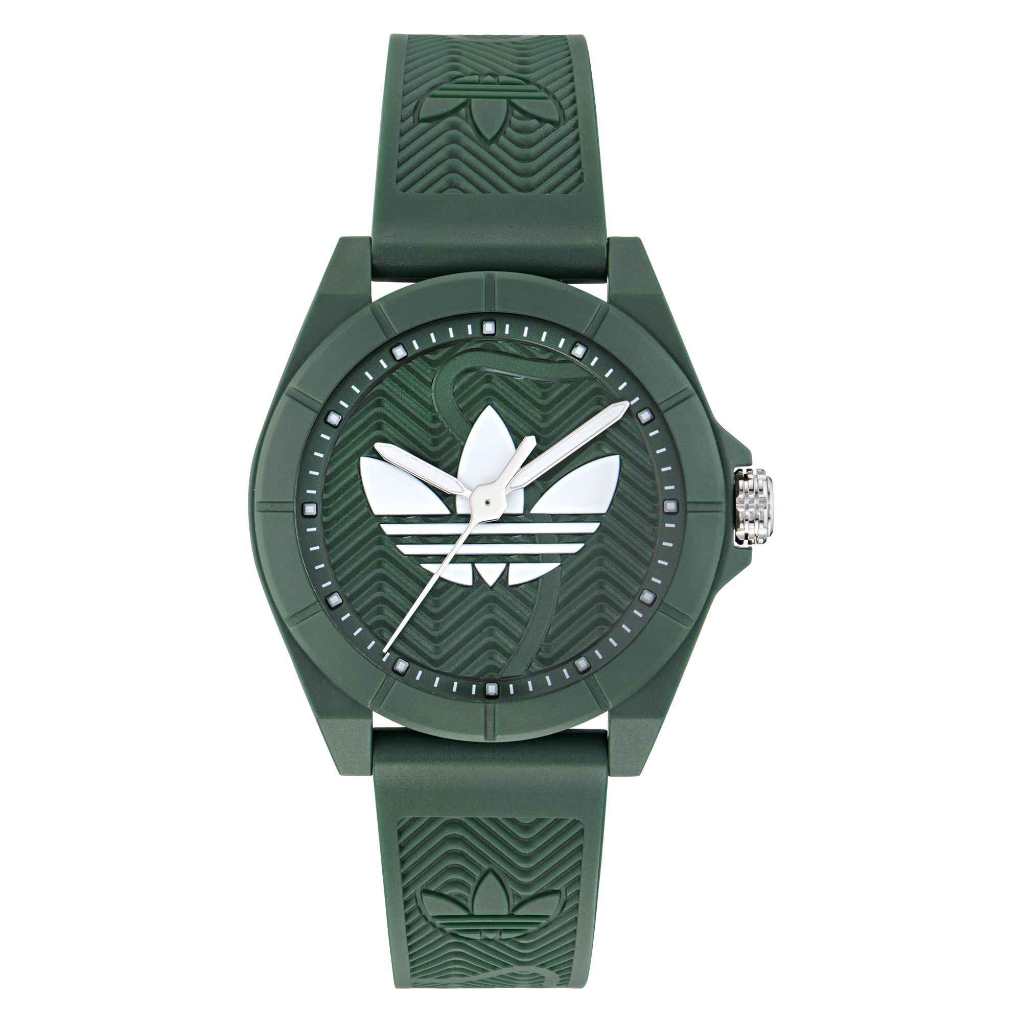 adidas men watch green resin strap white logo dial