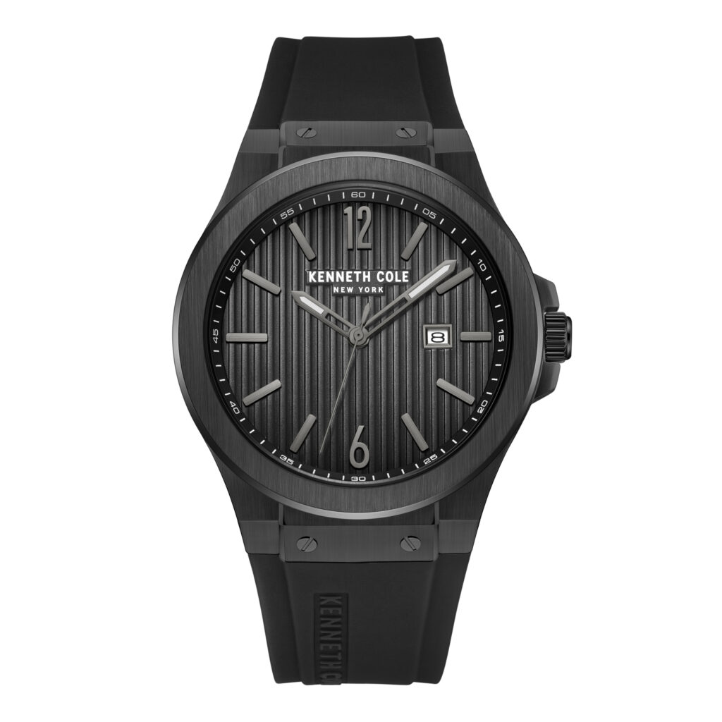 kenneth cole new york men watch black silicone strap black dial