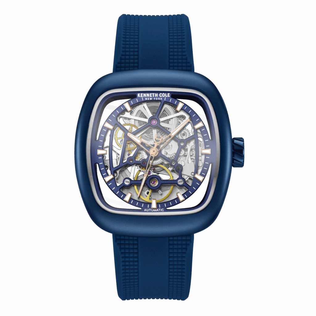 Kenneth Cole ανδρικό ρολόι μπλε silicone με skeleton μηχανισμό